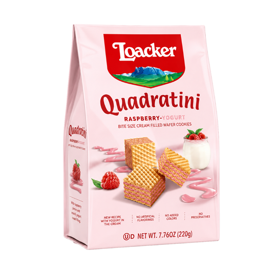 CB41M – Loacker Quadratini Raspberry-Yogurt 220g