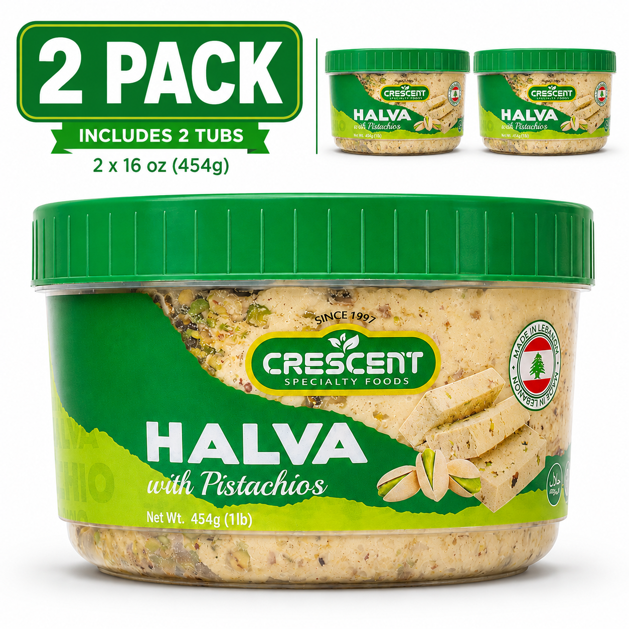 Crescent Pistachio Halva 16 oz (454g) – 2 Pack
