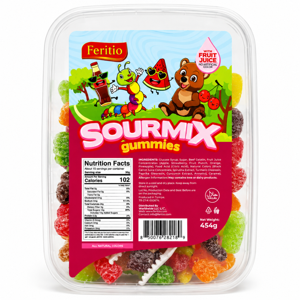 Feritio Gummy Sour Fun Mix Tubs 454g