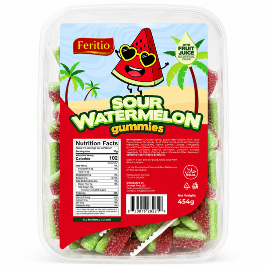 Feritio Gummy Sour Watermelon Tubs 454g