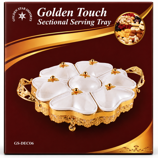 GS-DECO7-A Gold/Ceramic 4 Sectional/Flower Tray
