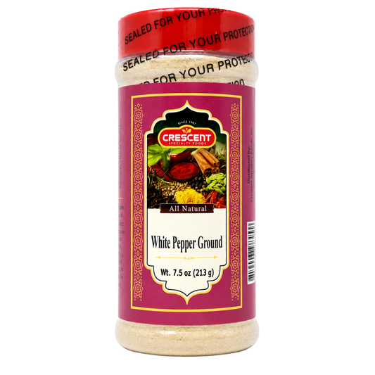 Crescent White Ground Pepper. Jars 7.5 oz