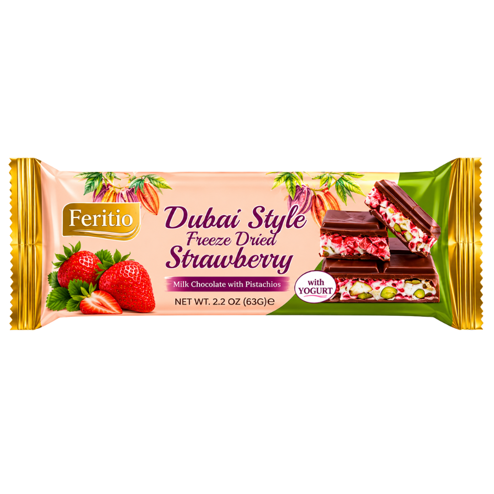 Feritio Dubai Style Freez Strawberry Cho Bars. 63g