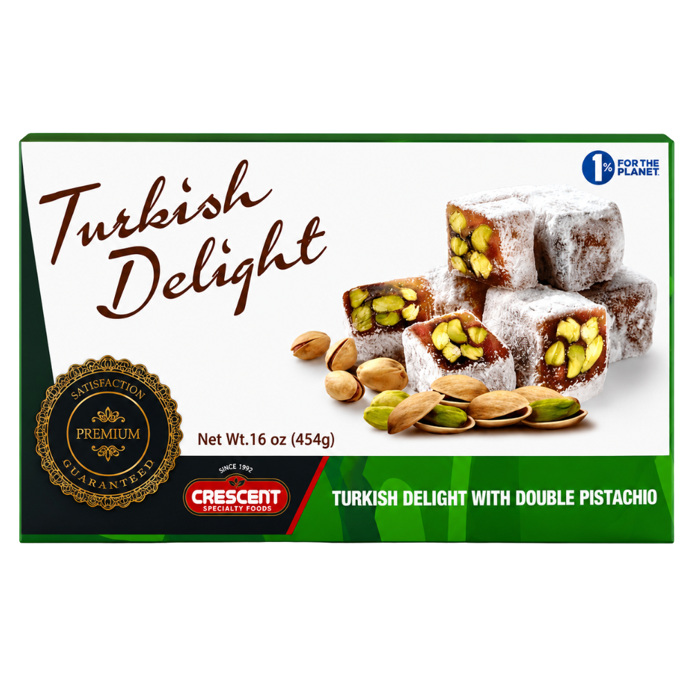 Crescent Double Pistachio Turkish Delight. 16 oz