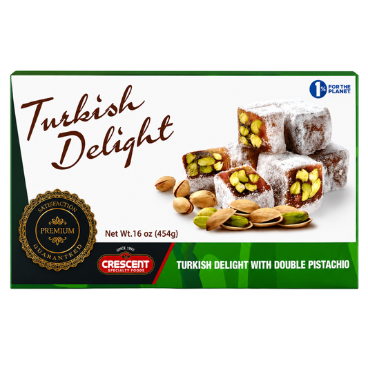 Crescent Double Pistachio Turkish Delight. 16 oz