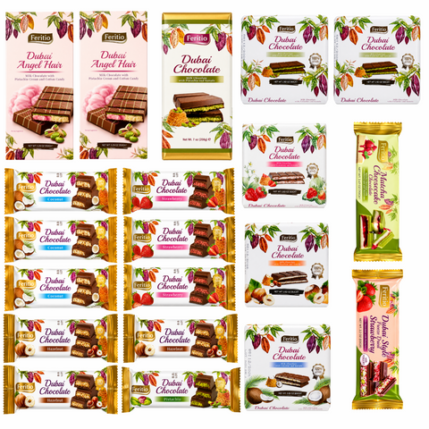 20-Piece Feritio Dubai Chocolate Assortment – Mixed Flavors – Free Shipping